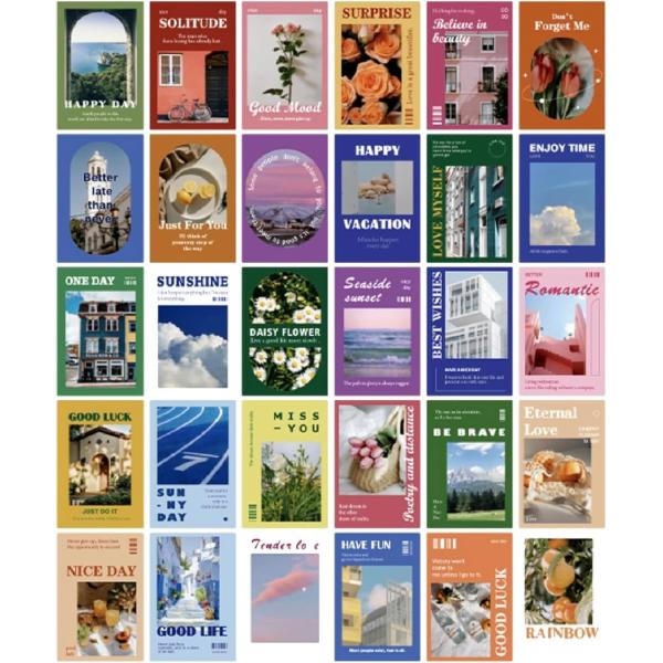 おしゃれで可愛い ポストカード 30枚セット はがきサイズ 北欧 韓国 海外 インテリア 雑貨 ミニ...