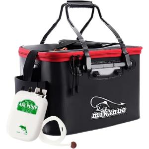 バッカン 40cm 23L エアポンプ付き バケツ 釣り 釣り道具 釣り具 活かしバケツ 活かしバッカン 折りたたみ(ブラック)