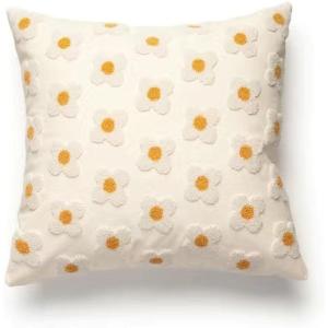 210系  ⭐️ 6枚セット ⭐︎ 白い 花柄 クッションカバー 水彩画風 29【クッションカバー】花柄 デイジー ホワイト 白い花 水彩画風