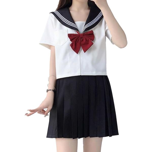 JKコスプレ 3点セット セーラー服 制服 女子高校生 コスチューム 半袖、M( 半袖,  M)