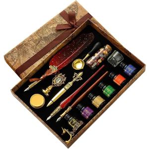 キャンドルホルダー➕羽根ペンセット 羽ペン 羽根ペン セット つけぺん アンティーク インク別売り 結婚式