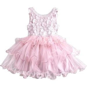 女の子 チュールスカート ワンピース ドレス プリンセス お姫様 ノースリーブ (ピンク 100)の商品画像