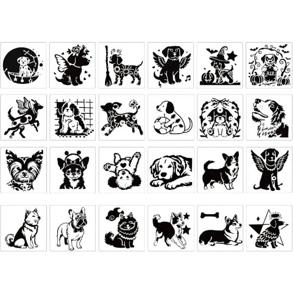 リアルドッグステンシルシート 実物のような犬 描画テンプレート DIY 手書きアート 再利用可能 絵...