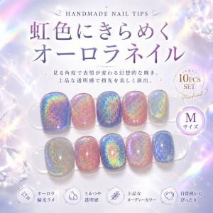 ネイルチップ ベリーショート 短め つけ爪 ハンドメイド 手作り nail tips シンプル 可愛い (オーロラ, ?)