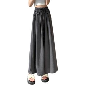 アイボリーワイドパンツ レディース ロングパンツ 春 夏 秋 薄手 バギーパンツ ガウチョパンツ ズ...