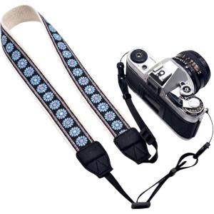 カメラストラップ ブルー（フラワー）