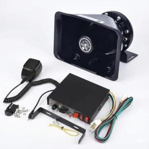 車載拡声器 12V 200W サイレン付 アンプ スピーカー ハンドマイク セット 選挙 移動販売 廃品回収 防犯パトロール MDM (ブラック)