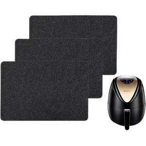 耐熱シート 3個セット 断熱マット キッチンカウンター用調理台保護マット 保護シート 傷防止 防汚 (ブラック, 44x30cm)
