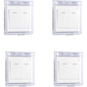 コンセントカバー 4個セット 防水コンセントカバー 取り付け簡単 自己粘着性 防塵 感電防止 90°定点開閉 (クリア)