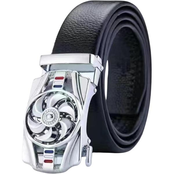 回転バックル ベルト 変身 メンズ かっこいい (シルバー,  120)