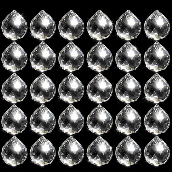 K9クリスタル ボール 15mm 30個セット 穴あき 加工不要 サンキャッチャー用 透明 多面カッ...