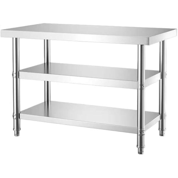 ステンレス 作業台 3段 業務用 調理台 ワークテーブル キッチン置き棚 作業テーブル 足調整可能 ...
