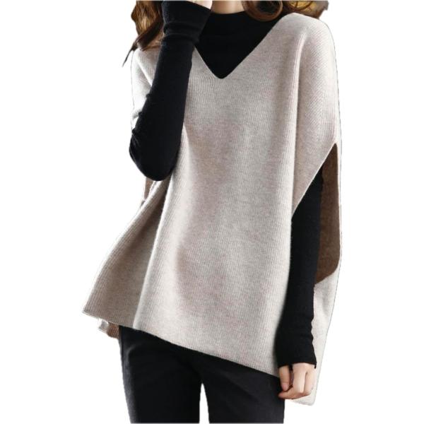 ニット ベスト レディース トップス Vネック ポンチョ風 重ね着 おしゃれ セーター 柔らかい (...
