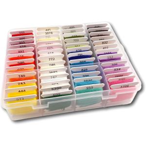 織物、組紐、刺繍手芸用絹糸セット 刺繍糸 セット 糸巻き(60色（25番/8m/6本綴り/カード巻き）, ケース