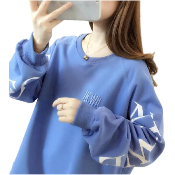 スティリア レディース トップス 春 薄手 スウェット レイヤード風 ゆったり ロゴ プリント 長袖...