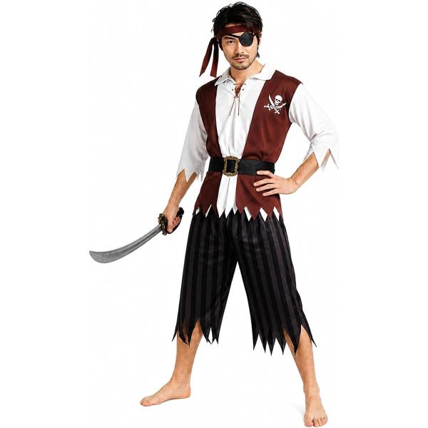 海賊 コスプレ メンズ 5点セット B パイレーツ 男性 コスチューム 衣装 眼帯付き ハロウィン ...