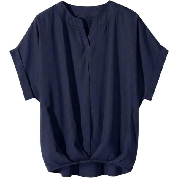 アイボリー トップス レディース シャツ ブラウス 半袖 Vネック 無地 おしゃれ 大きいサイズ 春...