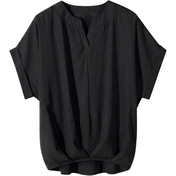 アイボリー トップス レディース シャツ ブラウス 半袖 Vネック 無地 おしゃれ 大きいサイズ 春...