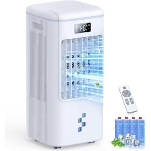 冷風機 スポットクーラー BLOZEY超強力極冷・極静冷風扇 12m/S爆風 45W省エネ 4-IN-1 冷風・送風・加湿・浄化 (白)