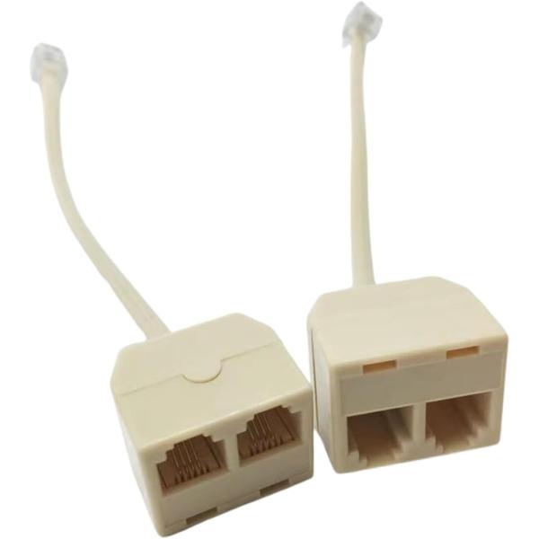 電話分配器 2個セット 電話アダプター 分岐アダプター 延長ケーブル 接続箱 モジュラーケーブル 2...