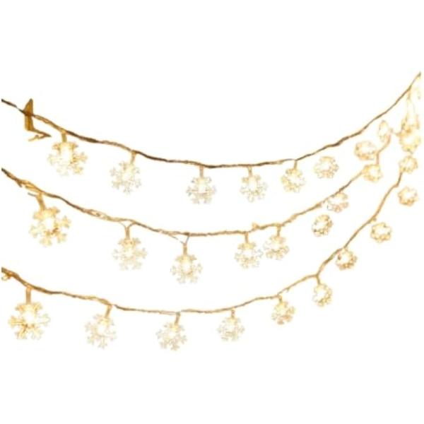 クリスマス 雪の結晶 LED USB ストリングライト 電池式 リモコン 8モード 屋内外 (ソフト...