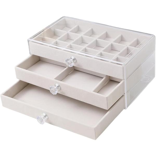 アクセサリーケース 引き出し ジュエリーボックス 大容量 3段 イヤリング ピアス 仕切りボックス ...
