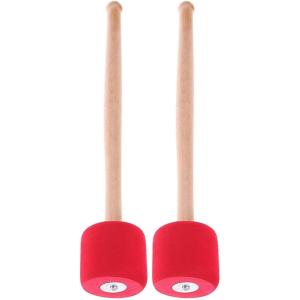 マレット 木製 木琴 バチ 2本1組 楽器 チャイム ベル パーカッション用 (レッド)