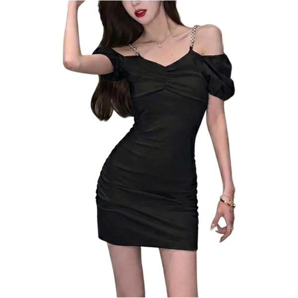 ミニドレス オフショル 肩出し 夜職 キャバドレス スカート ショート丈 袖あり オフショルダー タ...