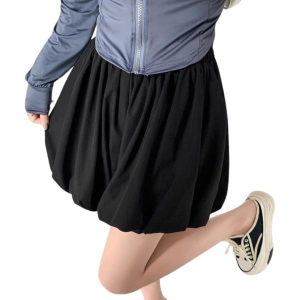 バルーンスカート レディース ミニ ハイウエスト フレア ショート丈 インナーパンツ付き ウエストゴ...