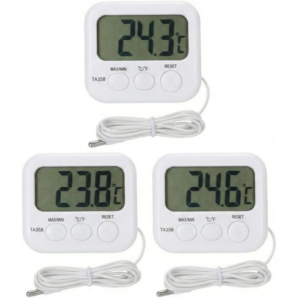 デジタル 水温計 温度計 3個セット センサーコード付き LCD 液晶表示 アクアリウム 水槽 メダ...