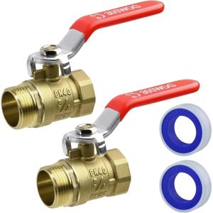 真鍮ボールバルブ 3/4 パイプ継手 真鍮ボールバルブシャットオフスイッチ ロックボールバルブ ドレンコック 水道管バルブ (レッド)
