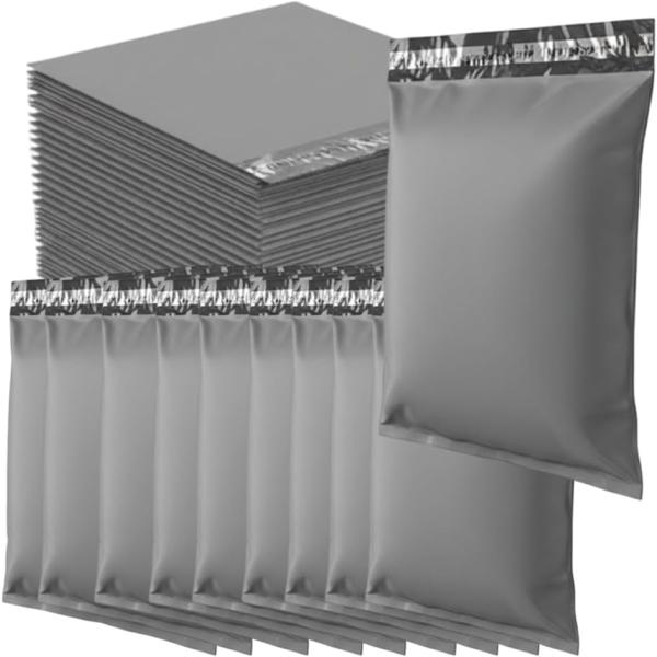 梱包 袋 宅配ビニール袋 100枚 色付き 宅配袋 郵便 ふくろ 梱包用資材 テープ付き (灰色10...