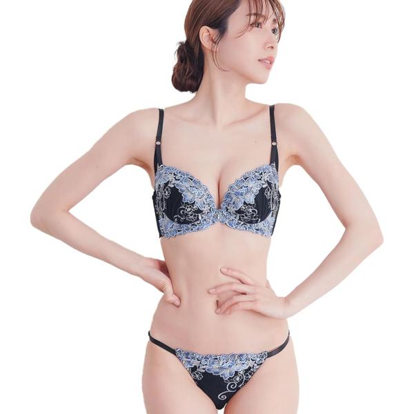 レディース ブラジャー ショーツ 上下 セット 女性 下着 3/4 カップ 花柄 刺繍 Uバック 脇...