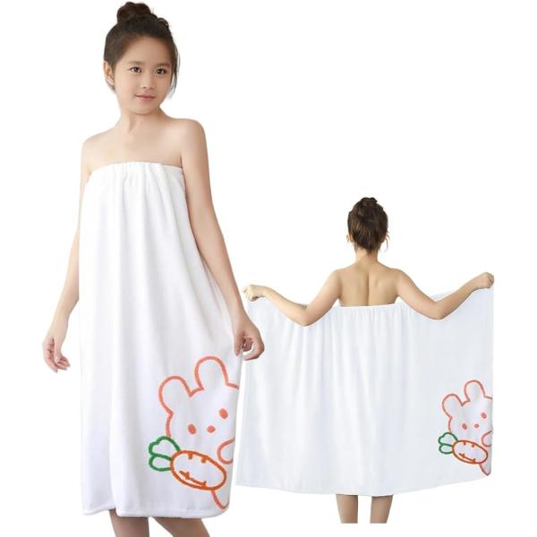 着るタオル ラップタオル プールタオル 女の子 マイクロファイバー 温泉 海水浴 旅行用(1， ホワ...