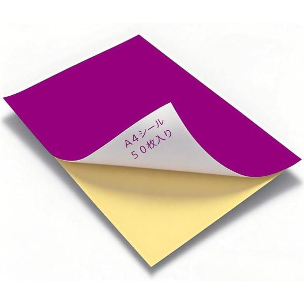 カラーシール A4 シール用紙 ノーカット 光沢 フリーカット 手作り うちわ カラーシート 粘着 ...