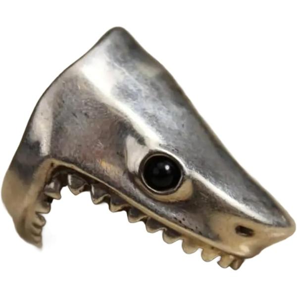 メンズ ステンレス シャークリング ドクロ 指 サメ 鮫リング パンク カッコいい パンク系 地雷 ...