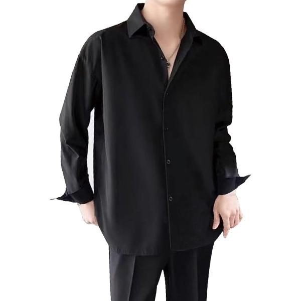 シャツ メンズ 長袖 tシャツ 秋 冬 大きいサイズ ビジネスカジュアル ワイシャツ 無地 ゆったり...