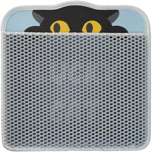 猫砂 マット 飛び散り防止 二重 トイレ 防水 イラスト ペット 洗える 清掃 可愛い 簡単(黒猫,...