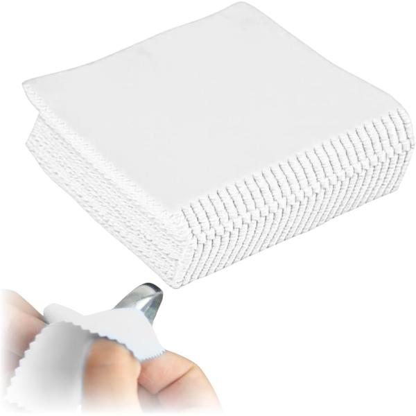 シルバー 磨き 銀磨き布 金属磨き 貴金属磨きクロス 銀磨きクロス 100枚 (ホワイト,  ワンサ...