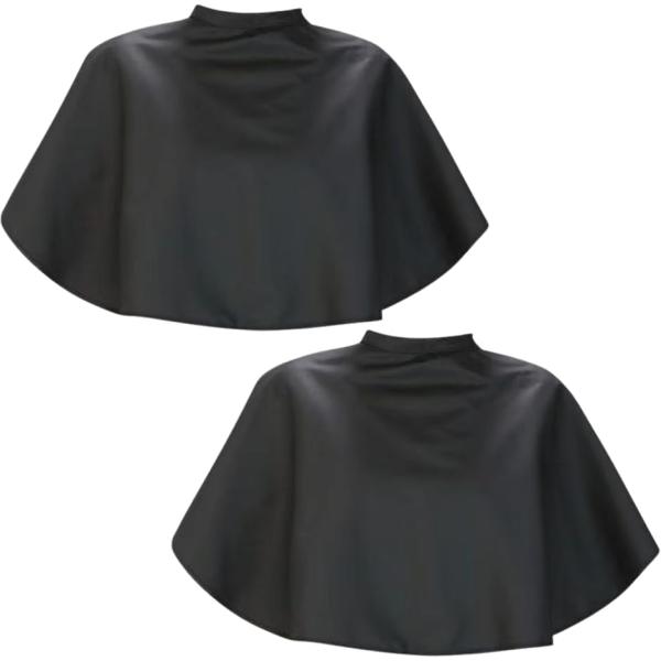 散髪ケープ 毛染めケープ シャンプーケープ はっ水 静電防止 首元テープ調整 80cm 自宅 (ブラ...