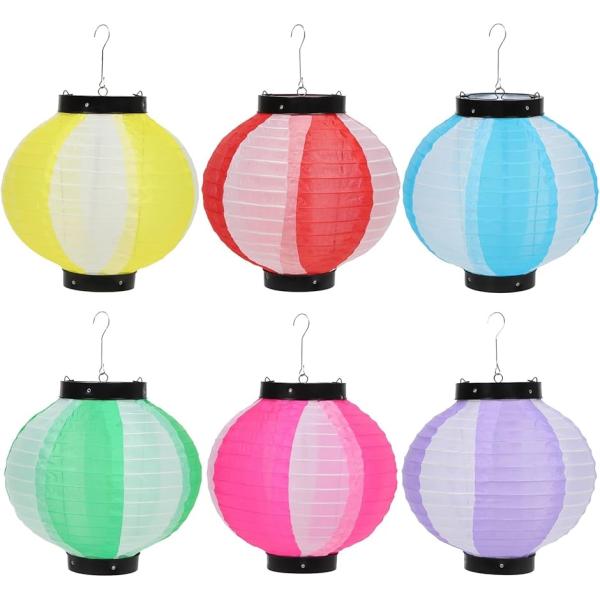 カラー ちょうちん 6個セット ナイロン製 提灯 お祭り 七夕 花火大会 装飾 夏祭り 文化祭 屋台...