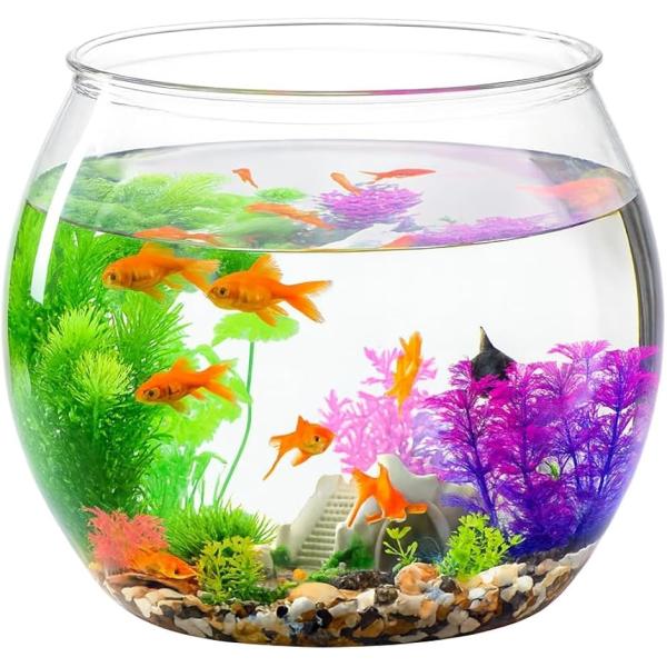 金魚鉢 水槽 アクリル プラスチック 大きい 丸い金魚鉢 アクリル水槽 猫 (クリア,  Ｌ)