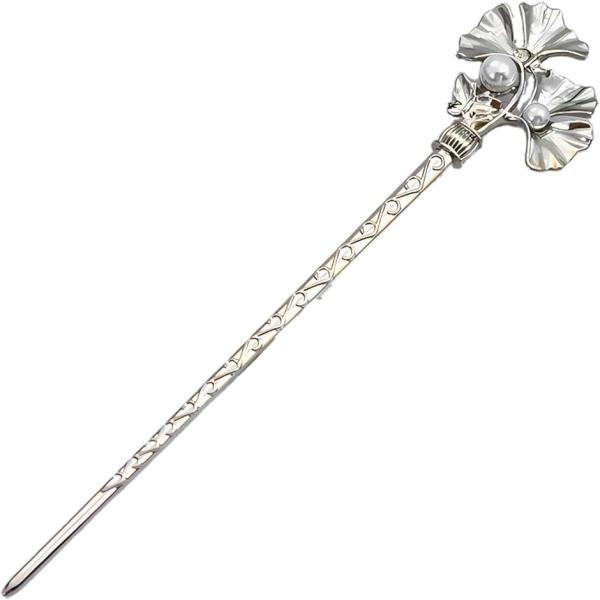 ミャオミャオ 簪 かんざし 一本挿し 和装 留袖 着物 浴衣 髪飾り 金属 パール アンティーク ペ...