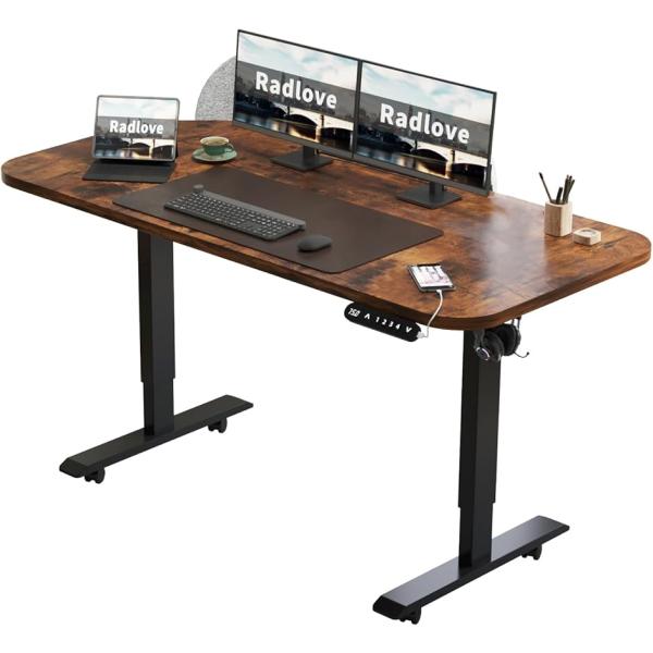 パソコンデスク 電動昇降式 ゲーミングデスク 机 スタンディングデスク PCデスク つくえ(ブラウン...