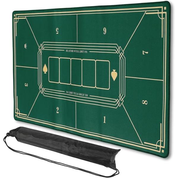 ポーカーマット カジノ コンパクト カードゲーム テキサスホールデム ケース付(グリーン,  80c...