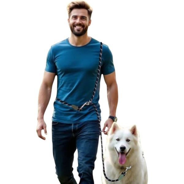 犬 リード 肩掛リード ショルダー ハンズフリー 犬用 ロープ 2.8m 12mm 中型犬(Blac...