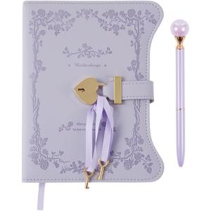 鍵付きノート 日記帳 b6 薄紫