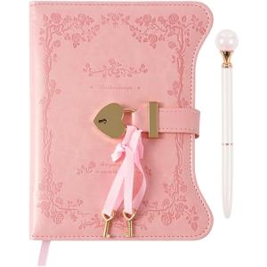 鍵付きノート B6 可愛い日記帳 (ピンク)