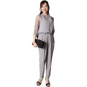 スリーブレース切り替えパンツドレス セットアップ 上品 おしゃれ 結婚式 二次会 入学式 卒業式 軽...