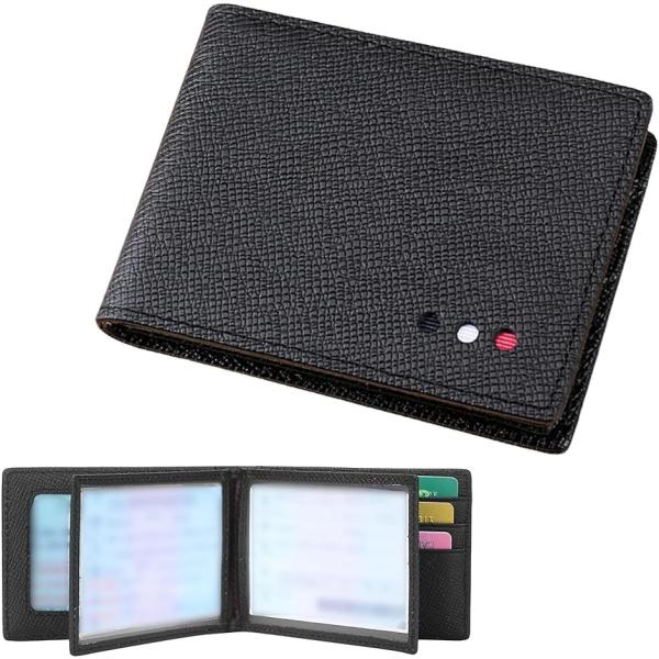 パスケース 本革 二つ折り メンズ スリム ICカード対応 定期入れ 大容量 薄型 通勤 通学 (ブ...